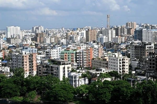 City skyline with residential buildings